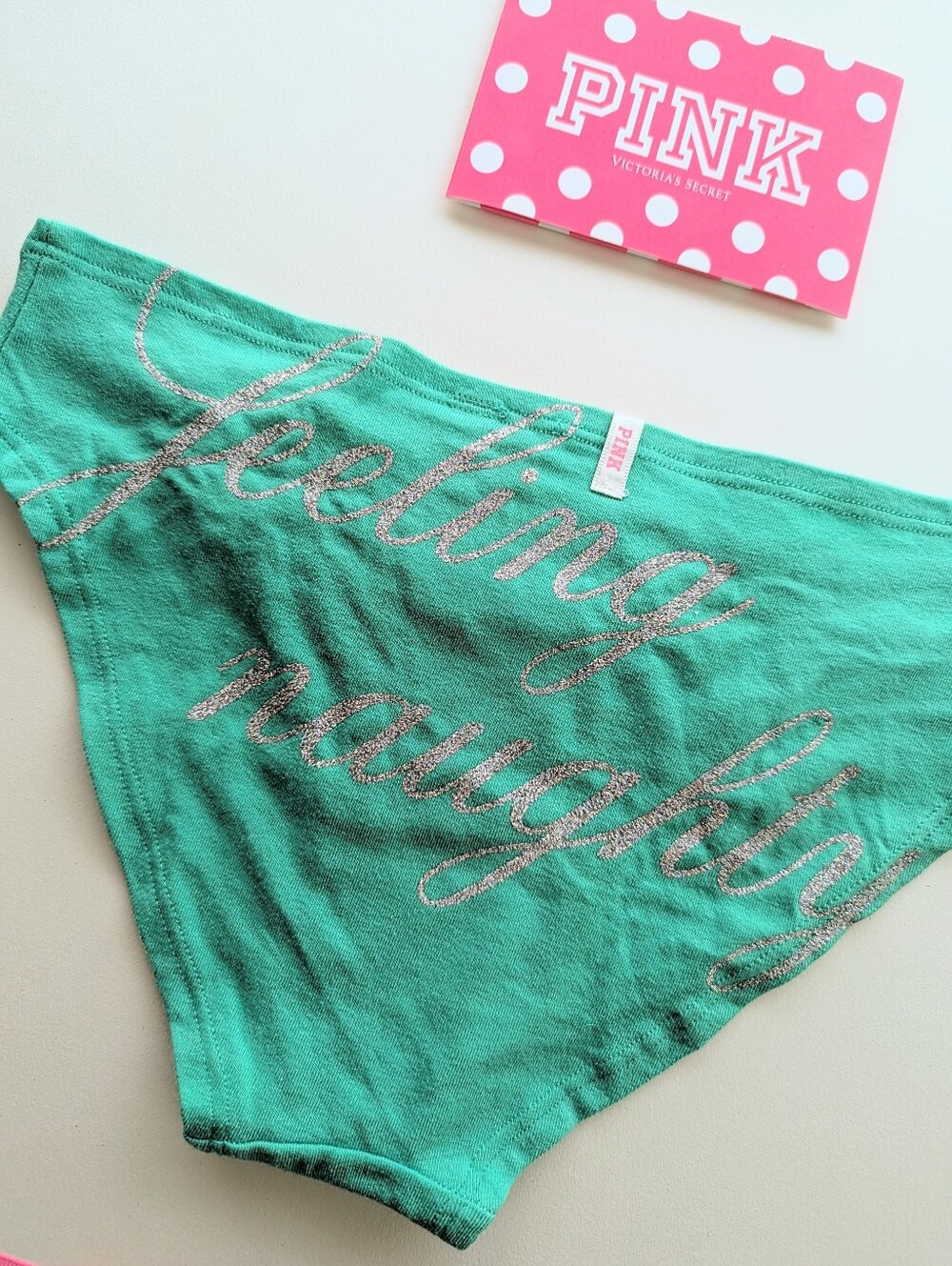 Nwt VS PINK Glitter Bling Feeling Naughty Extra Low Rise Bikini Panties Small